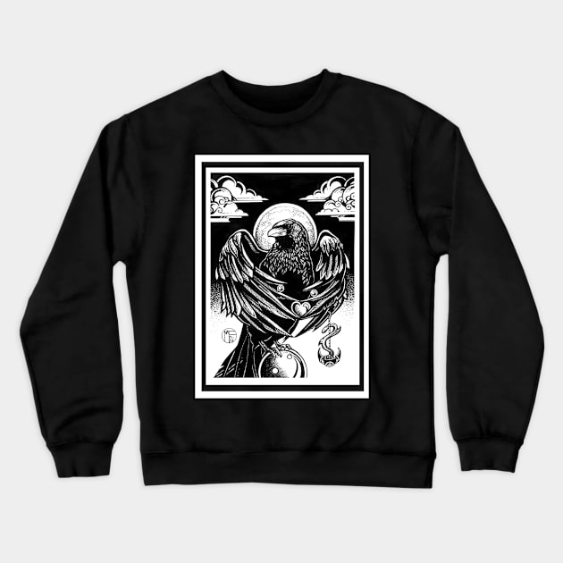 The Raven's Gift - White Outlined Version Crewneck Sweatshirt by Nat Ewert Art